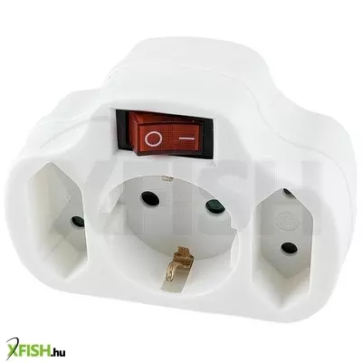 Home nvk 3/wh hálózati elosztó, kapcsolós 3 aljzat ( 1 földelt + 2 euró ), 250 V ~/ 50 hz / 16 a / 3500 W