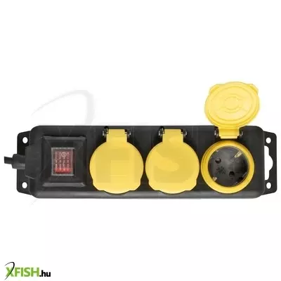 Home nvo 03k-5/bk/1,5 hálózati elosztó, 5 m, kapcsolós, h05rr-f 3g1,5 mm2, gumikábel, ip44 védelem, 3 aljzat gyermekvédelemmel és zárófedéllel, max. 3500w