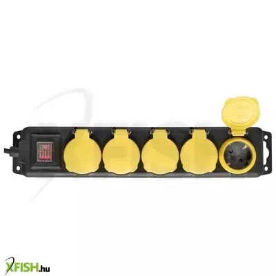 Home nvo 05k/bk hálózati elosztó, 1,5 m, kapcsolós, h05rr-f 3g1,0 mm2, gumikábel, ip44 védelem, 5 aljzat gyermekvédelemmel és zárófedéllel, max. 3500w