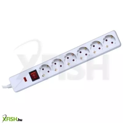 home nvt 06k/wh túlfeszültség védett hálózati elosztó, 1,5 m, kapcsolós, h05vv-f 3g1,5 mm2 kábel, ip20 kivitel, 6 aljzat, max. 3500w