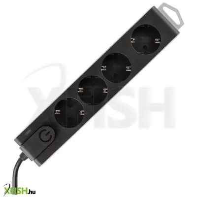 Home nvt 4k-3/bk túlfeszültségvédett hálózati elosztó, 3 m, h05vv-f 3g1,5 mm2 kábel, 4 aljzat gyermekvédelemmel, kapcsoló, felakasztható, max. 3680w, fekete