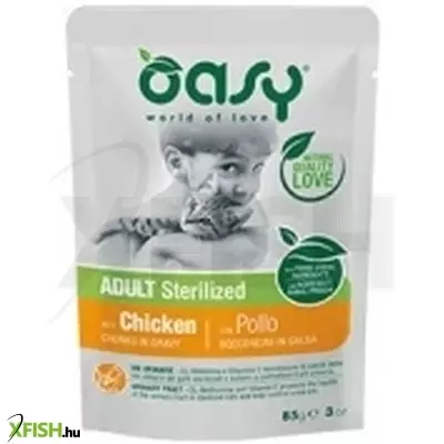 Oasy cat alutasakos chunks in gravy adult sterilized chicken 85g, 12 db/csomag