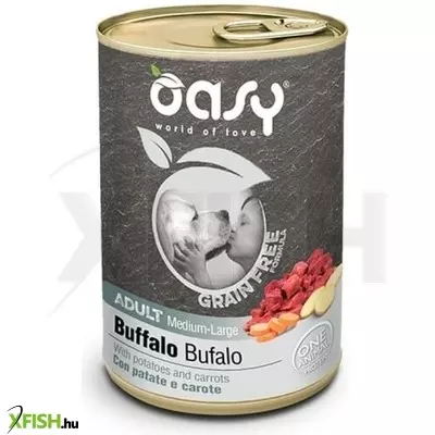 Oasy dog konzerv GF adult medium/large buffalo 400g, 12 db/csomag