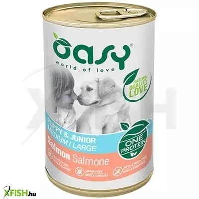 Oasy dog konzerv OP puppy & junior medium/large salmon 400g, 12 db/csomag