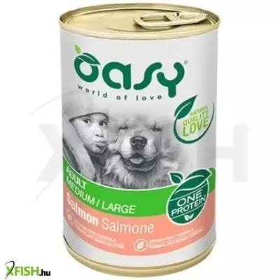 Oasy dog konzerv OP adult medium/large salmon 400g, 12 db/csomag