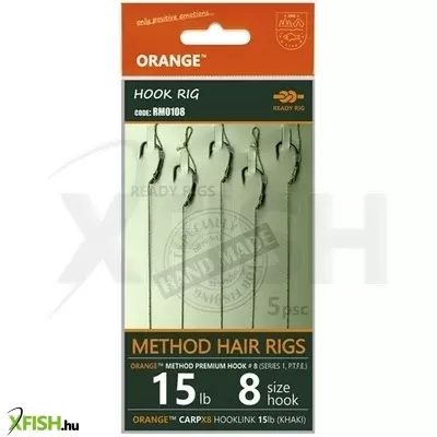 Life-Orange Method Hair Rigs, Hajszálelőkés kötött horog (15Lb, Hook #10, Series 1), 5Db