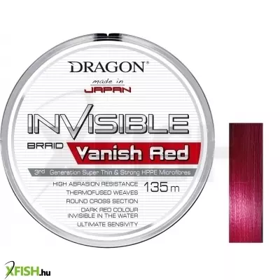 Dragon Invisible Vanish Red / Momoi Fonott Pergető Zsinór 135 M 0,16Mm 14,90Kg Átlátszó Piros 2019-Es Újdonság