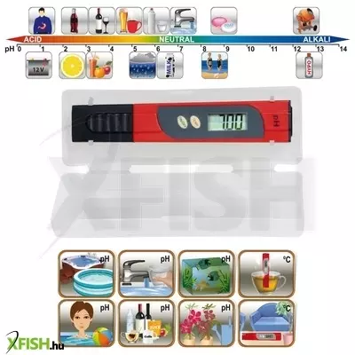 Home pht 01 ph teszter & hőmérő, savasság és lúgosság mérésére, ph0,00-14,00, 0-60°c, folyadék és levegő hőmérsékletének mérése, lcd-kijelző