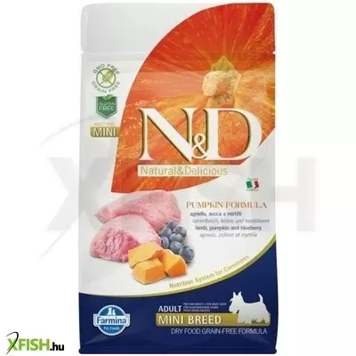 N&d dog grain free bárány & áfonya sütőtökkel adult mini 800g