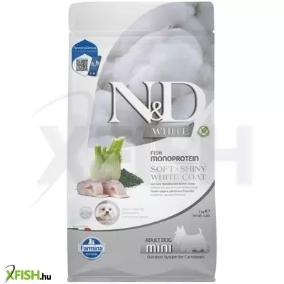 N&d soft&shiny white coat dog tengeri sügér, spirulina&édeskömény adult mini 2kg