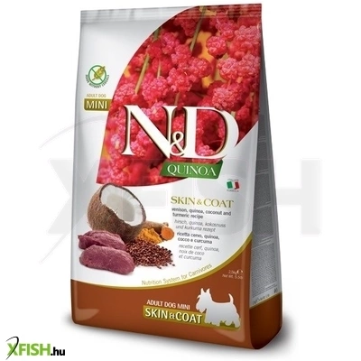 n d quinoa dog skin coat száraztáp szarvas kókusz adult mini 2500g