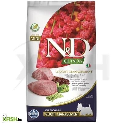 N D Quinoa Dog Weight Management Száraztáp Bárány Brokkoli Adult Mini 2500g