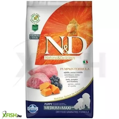 N&d dog grain free bárány & áfonya sütőtökkel puppy medium/maxi 2,5kg