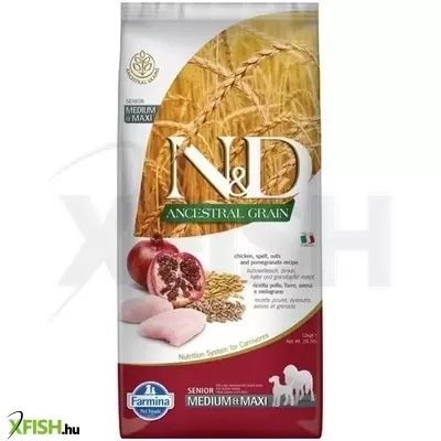 N&d dog ancestral grain csirke, tönköly, zab & gránátalma senior medium & maxi 12kg
