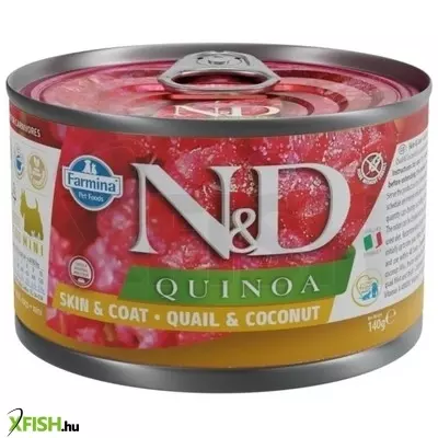 N&d quinoa dog konzerv fürj & kókusz adult mini 140g