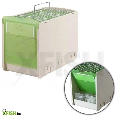 2gr madárszállító doboz etető-itató tálakkal, rácsos tetővel - max. 18cm-es madárhoz