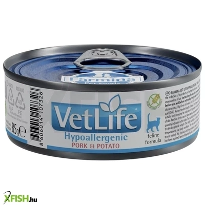 Vet Life Natural Diet Cat Hypollergenic Pork Potato Nedves Macska Eledel 85g