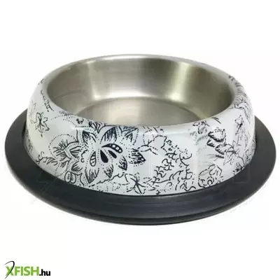 Raintech fém etetőtál gumiperemmel, virágos mintával, 0,9l /