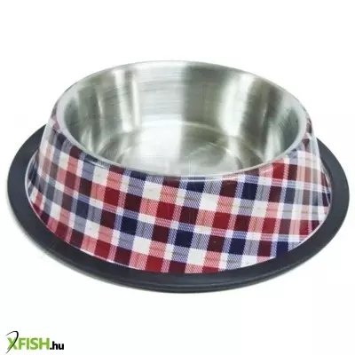 Raintech fém etetőtál gumiperemmel, kockás mintával, 0,7l /