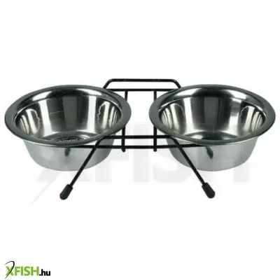 Raintech speciális dupla etetőtál tartó, 2db tállal, gumis lábakkal - felső 13,5cm / alsó 9,0cm, 2x0,35l