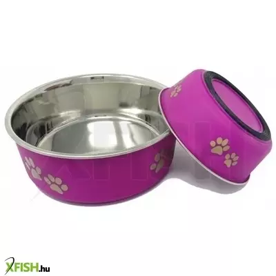 Raintech rozsdamentes etetőtál, fukszia pink, műanyag bevonattal, gumi talppal - 12,0cm, 0,30l