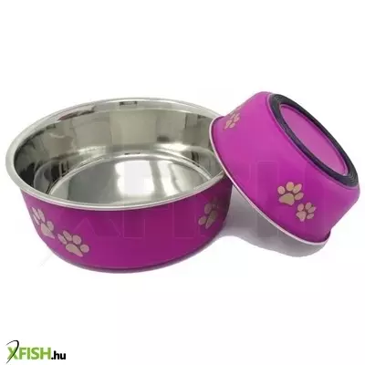 Raintech rozsdamentes etetőtál, fukszia pink, műanyag bevonattal, gumi talppal - 13,5cm, 0,48l