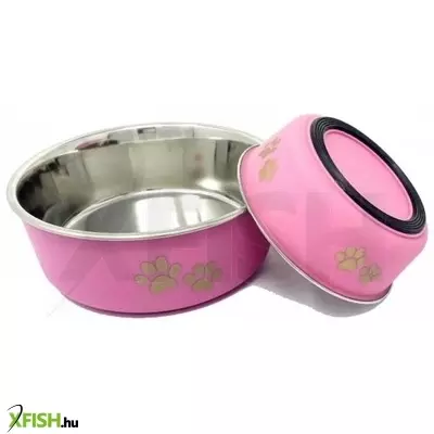 Raintech rozsdamentes etetőtál, pink, műanyag bevonattal, gumi talppal - 12,0cm, 0,30l