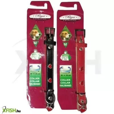 Riga kutya nyakörv szíves medállal - bőrhatású 30-39cm (m)