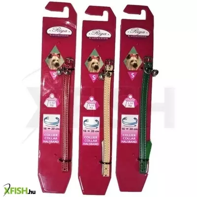 Riga kutya nyakörv csörgővel - bőrhatású 16-20cm (s)