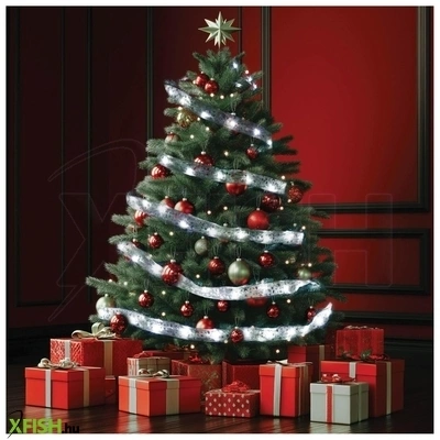 Home rls10wh led-es szalag mintákkal, ezüst színű szalag, 8 funkció, 100db hidegfehér led, 10m hosszú, 5cm széles, elemes tápellátás, beltéri kivitel