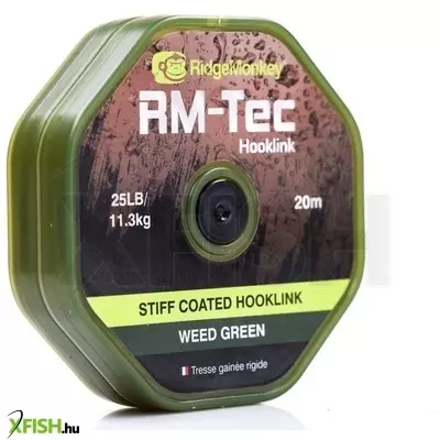 Ridgemonkey Rm-Tec Stiff Coated Hooklink Bevonatos Előkezsinór 35Lb Weed Green 20M