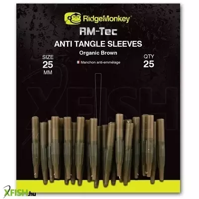 Ridgemonkey Rm-Tec Anti-Tangle Organic Brown Short Gubancgátlós Gumihüvely 25 mm 25db/csomag