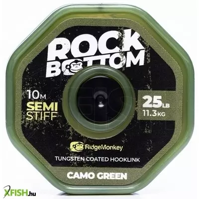 Ridgemonkey Rock Bottom Tungsten Coated Semi Stiff Camo Green 25Lb Bevonatos Előkezsinór 10M