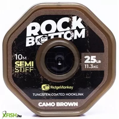 Ridgemonkey Rock Bottom Tungsten Semi Stiff Coated Hooklink Előkezsinór Camo Brown 25Lb