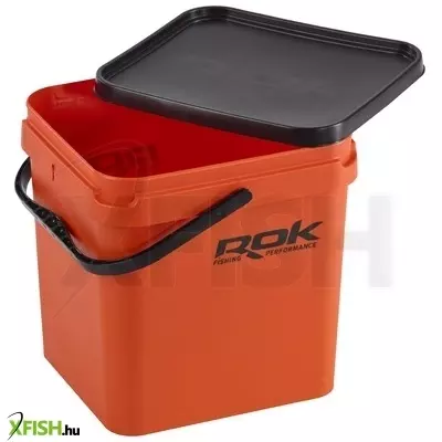 Rok Fishing Square Bucket 17 literes kocka vödör + tető Narancssárga