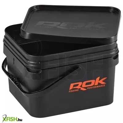 Rok Fishing Square Bucket 10 literes kocka vödör + 4 literes betét + tető Fekete
