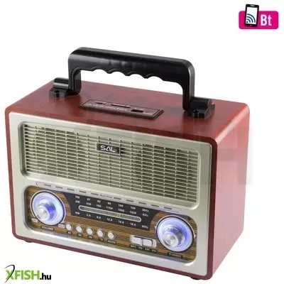 Sal rrt3 retro táskarádió, stereo multimédia lejátszó, bt, usb/microsd, aux, 3-sávos rádió, hálózati/elemes