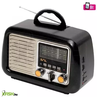 Sal rrt 2b retro táskarádió, multimédia lejátszó, 4 in 1, bt, usb/microsd, FM rádió, aux, ~20 óra üzemidő