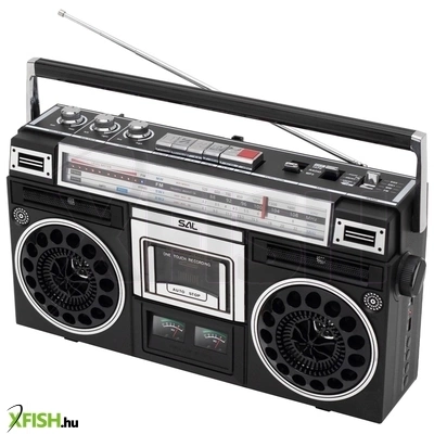 Sal rrt brooklyn sztereó kazettás rádiós magnó, bluetooth, usb, microsd, mp3, felvétel, 4-sávos rádió, multimédia