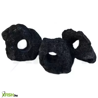 Egyéb vegyes lyukas fekete lávakő akvárium dekoráció - 1 lyukkal