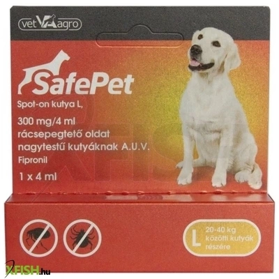 Safepet 300 mg/4 ml Spot On Kutya L 20-40 kg 1db/csomag