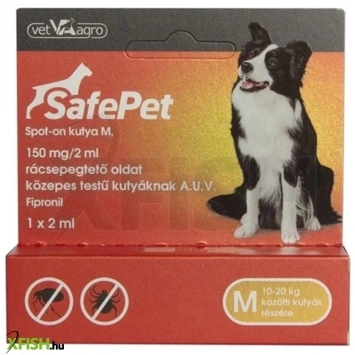 Safepet 150 mg/2 ml Spot On Kutya M 10-20 kg 1db/csomag