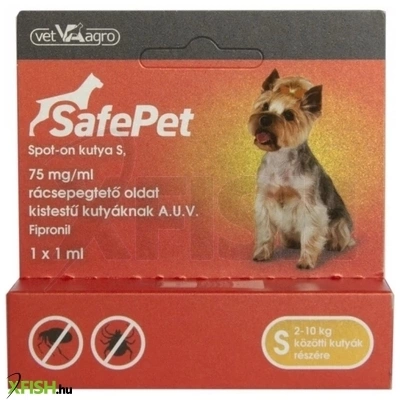 Safepet 75 mg/1 ml Spot On Kutya S 2-10 kg 1db/csomag