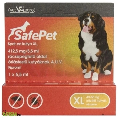 Safepet 412,5mg/5,5 ml Spot On Kutya XL 40-55 kg 1db/csomag