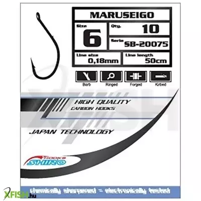 mistrall maruseigo szürke előkötött horog 50cm 0,18mm 6-os 10db/csomag