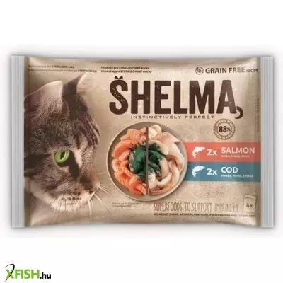 Shelma alutasak 4*85g lazac, tőkehal, 15 db/csomag