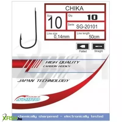 Mistrall Shiro Chika Nickel Szürke Előkötött Horog 50cm 0,10mm 16-os 10db/csomag