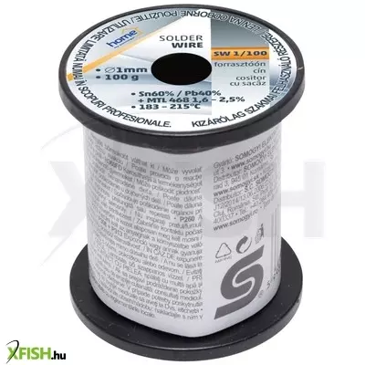 Sma home sw 1/100 forrasztóón, 1mm, 100g, európai gyártótól származó kiváló minőségű forrasztóón, összetétel sn/pb 60/40%, gyanta 2,0%