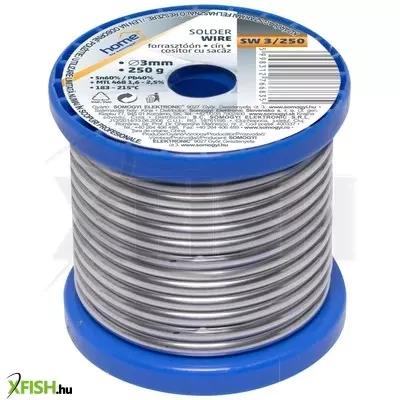 Sma home sw 3/250 forrasztóón, 3mm, 250g, európai gyártótól származó kiváló minőségű forrasztóón, összetétel sn/pb 60/40%, gyanta 2,0%
