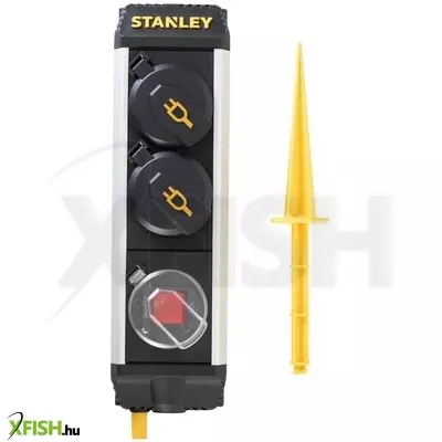 Home stanley sxeccc0laje 2-es elosztó kapcsolóval, 5 m, ip44-es védelem, alumínium ház, leszúrható, beltérben is használható, h07rn-f 3g1,5 mm2 kábel